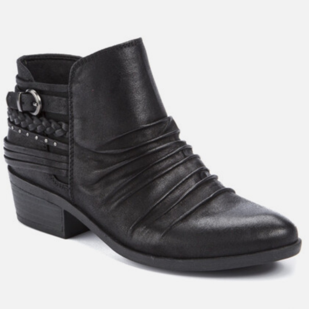 BARETRAP WESTERN GUENNA ALMOND TOE BRAIDED BUCKLE ANKLE BOOTS BLACK SIZE 9